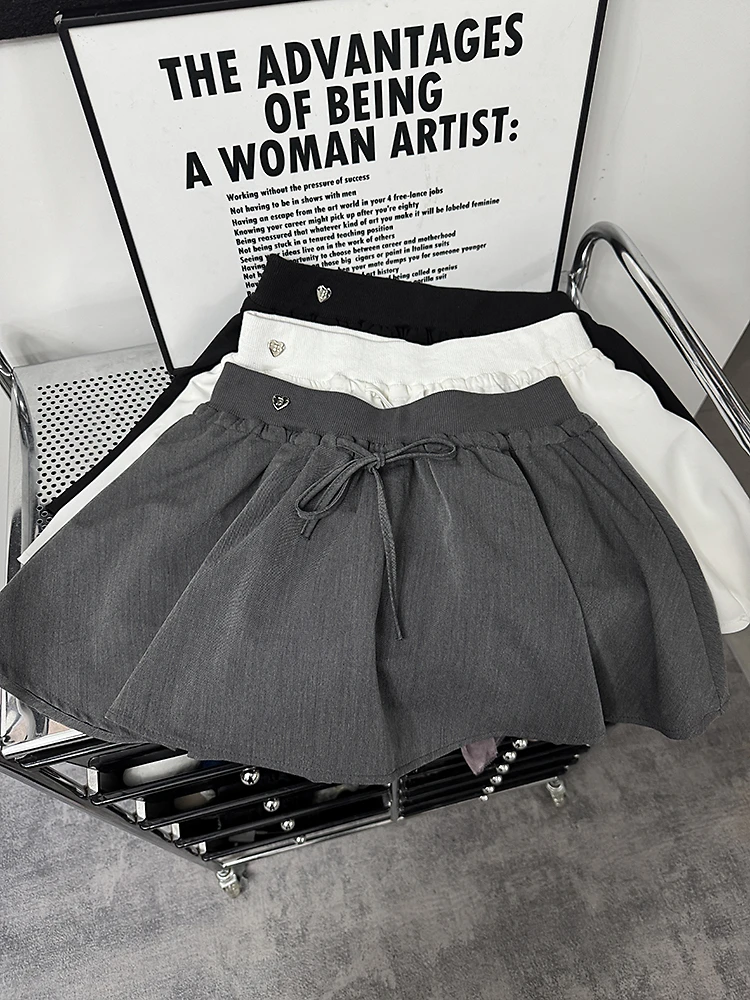 春夏新款学院风青春甜美立体女简约立体高腰显瘦半身裙蓬蓬短裙裤