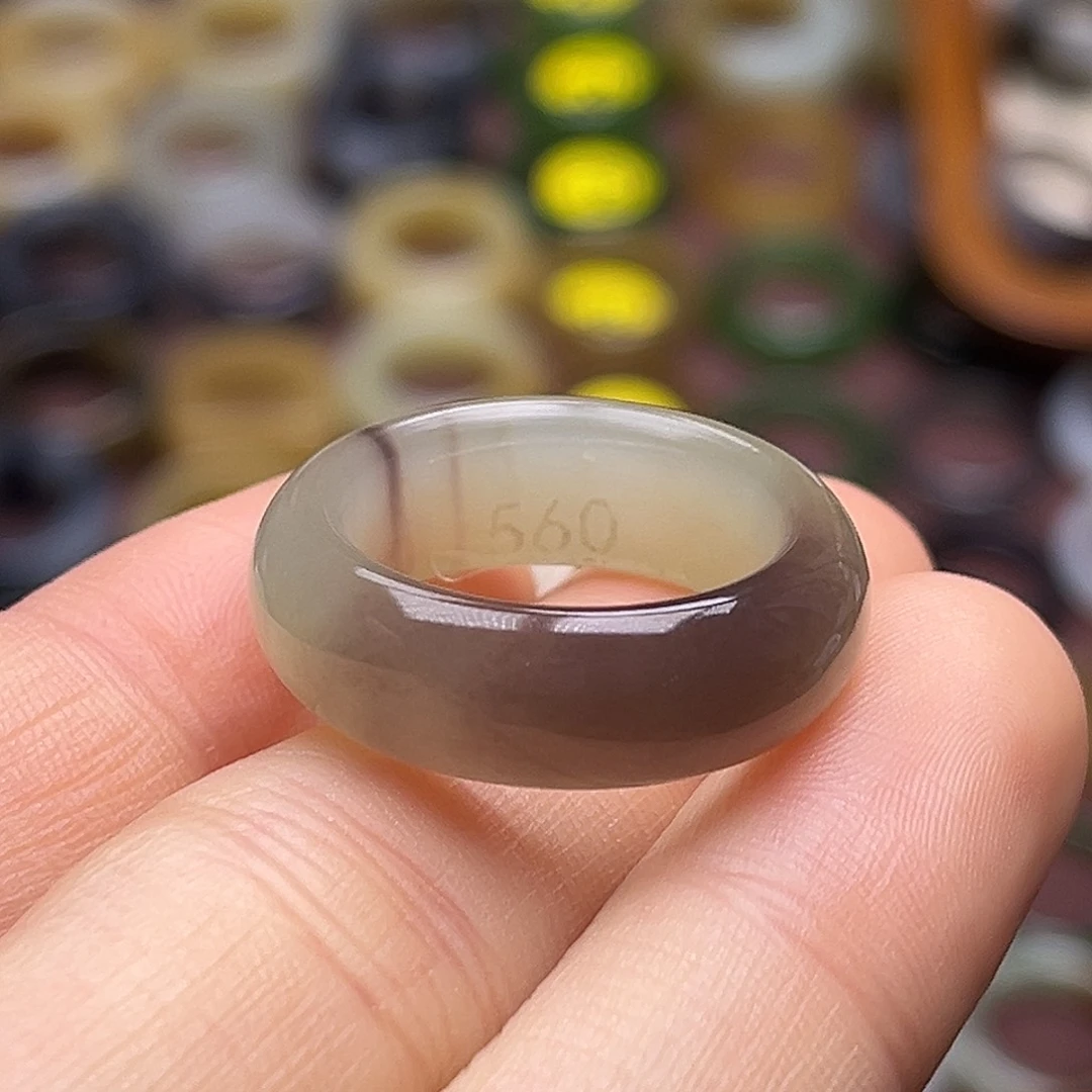 和田玉未镶嵌戒指18.4冰紫翠