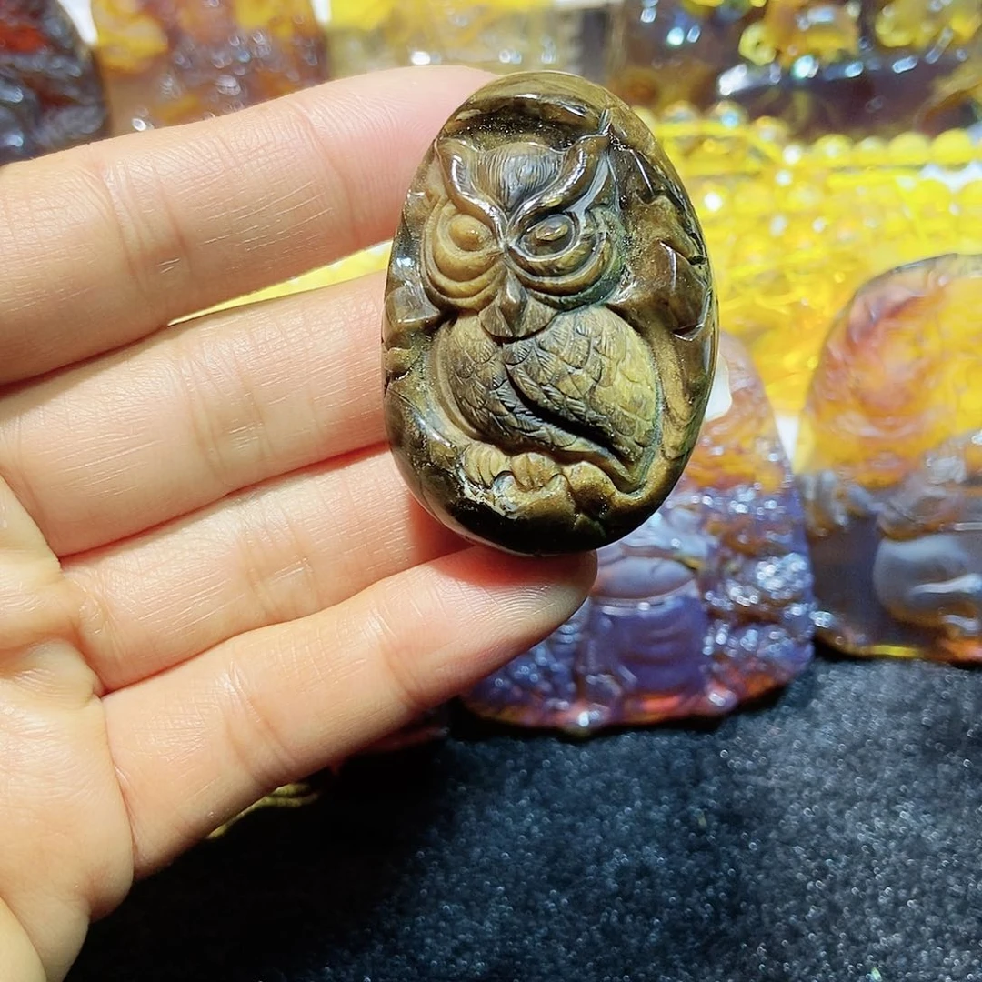 琥珀颈饰未镶嵌猫头鹰