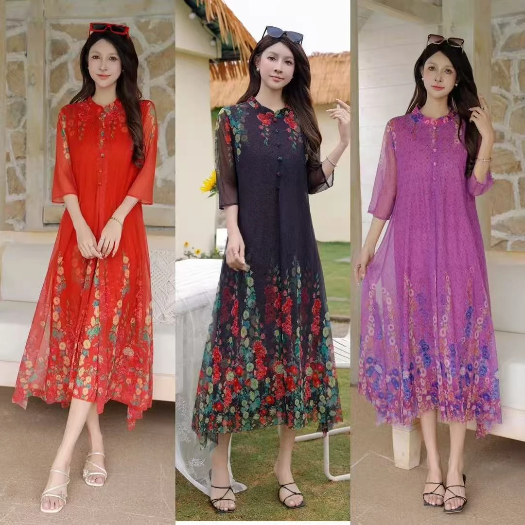 【二姐潮牌】品牌 台湾纱 连衣裙 25011