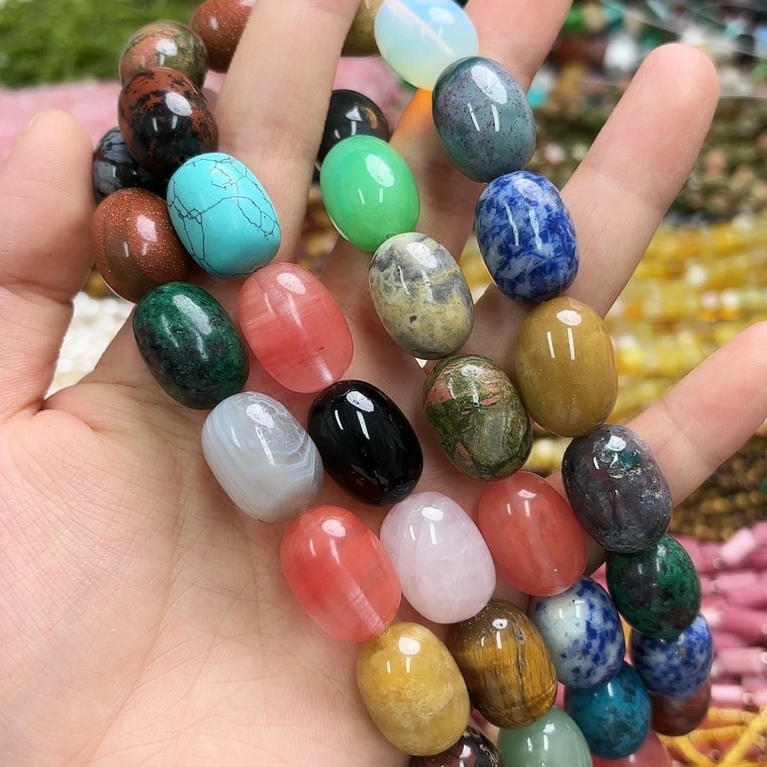 未镶嵌玛瑙/玉髓珠宝半成品15×20多宝大枣珠一条