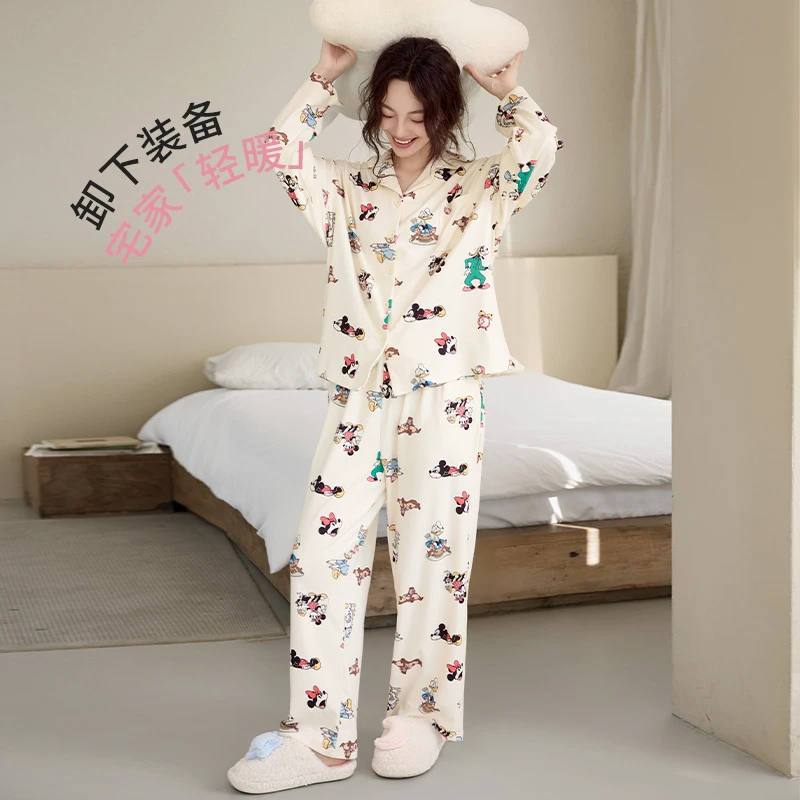 Disney/迪士尼秋季新品米奇情侣同款长袖睡衣家居服套装卡通套装
