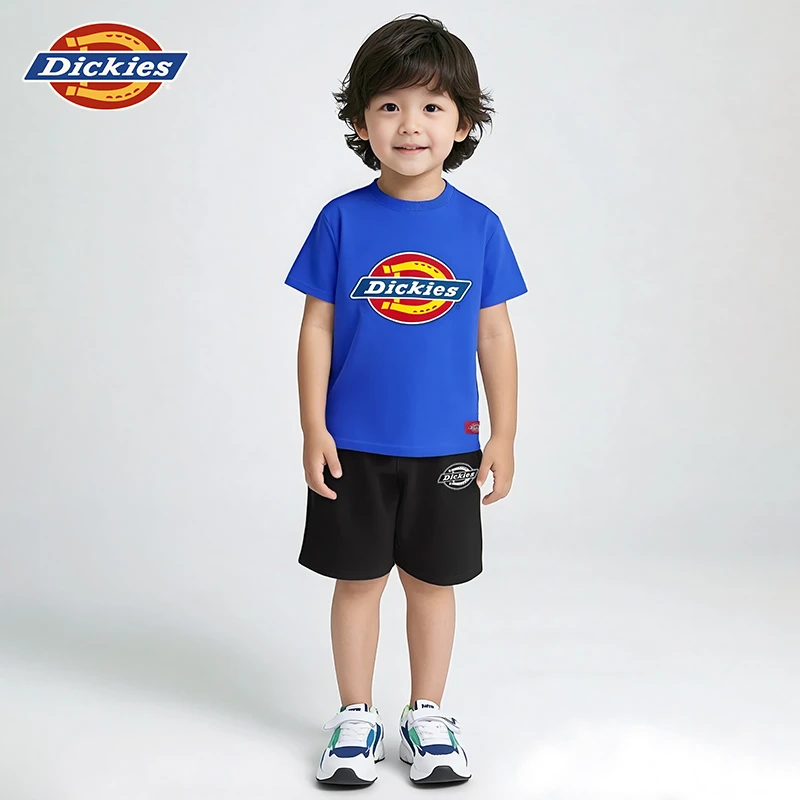 Dickies童装夏季纯棉舒适短袖+小女孩夏日户外出行百搭裤儿童套装