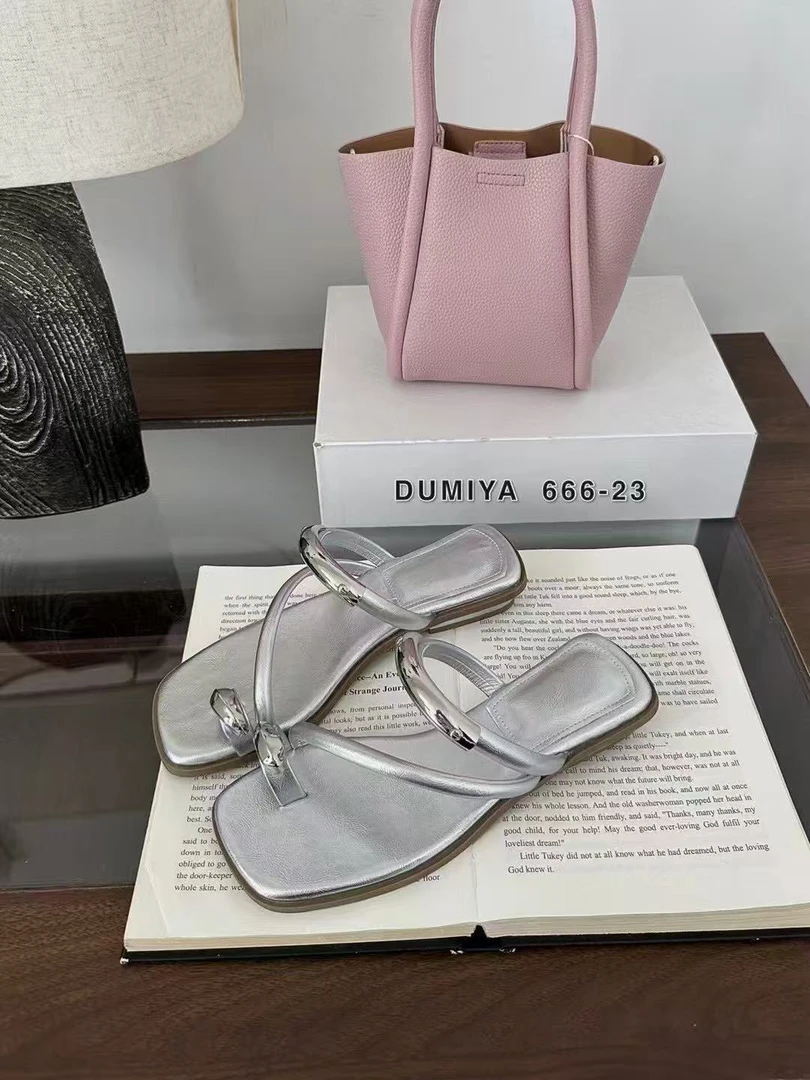 666-23杜米亚夏季法式方头套趾人字拖休闲百搭夹脚外穿凉拖鞋