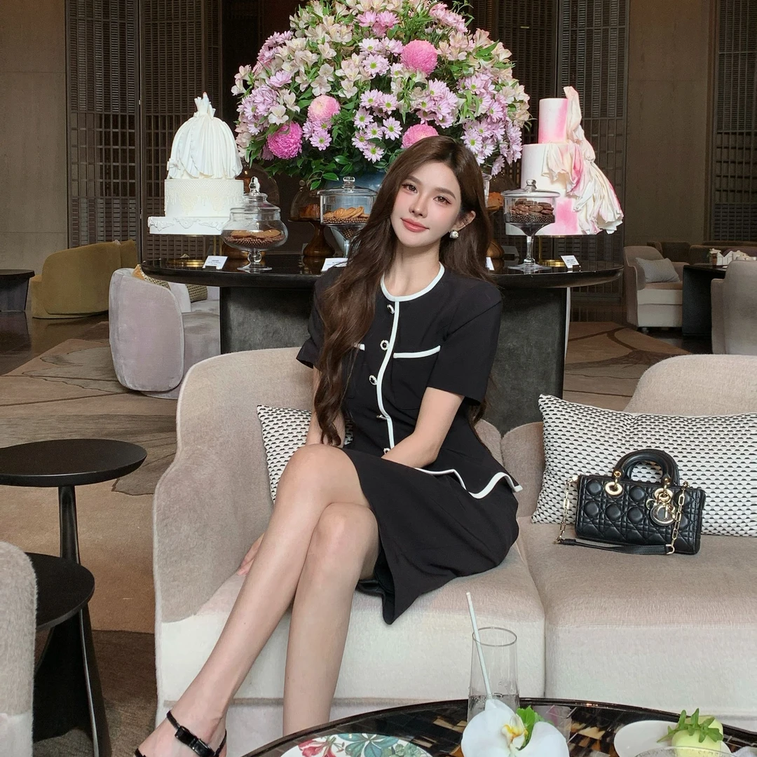 【晨粉专享价】2025年春新款气质名媛假两件长裙-MOGB09WOP049B11