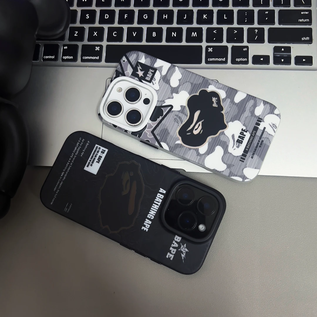 潮牌猿人猴适用iphone16promax磨砂镭射苹果1415promax时尚手机壳