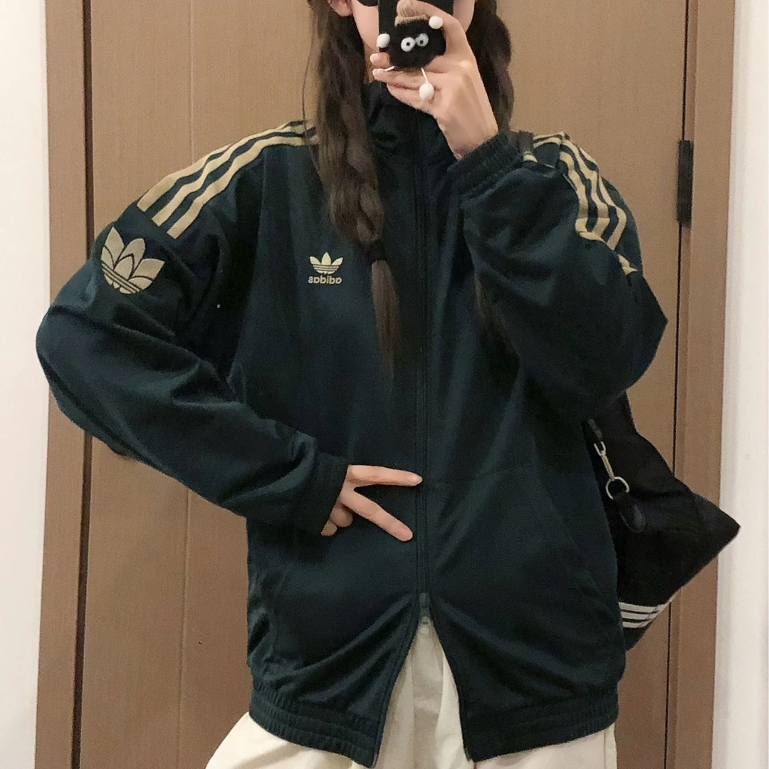 adidas/阿迪达斯三叶草欧若风男女复古三条纹立领夹克外套JL8400