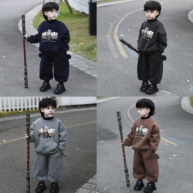 【现货】Jimmy妈童装 齐天大圣 冬季儿童加绒加厚悟空立体印花套装