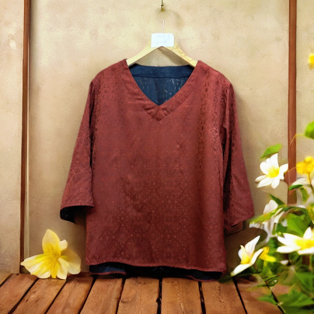 【云绣】双面双穿宽松扎染中袖提花T恤防晒新中式国风