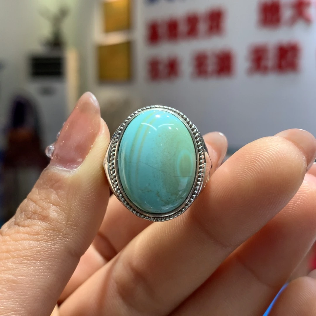 绿松石戒指银S925镶嵌