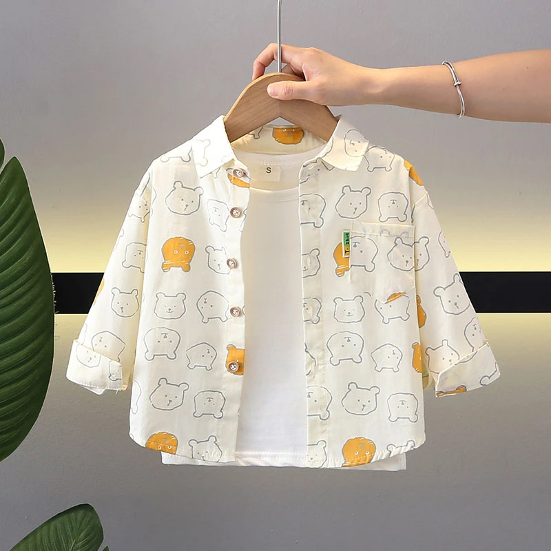 衬衫男宝宝春秋款长袖衬衣婴幼儿童秋装小童女童小女孩帅气外套