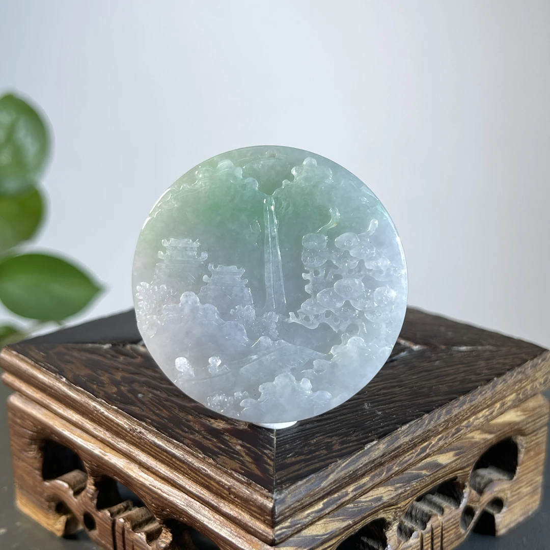 JTW07-76  天然缅甸A货翡翠 山水牌