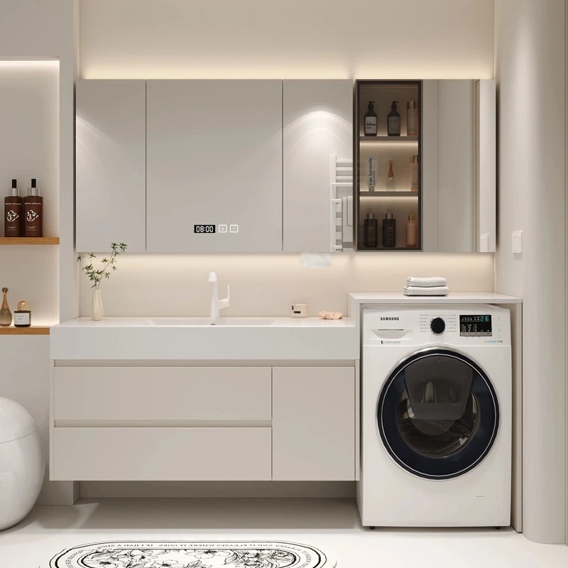 浴室洗衣柜洗手盆一体柜岩板无缝陶瓷一体盆卫生间洗漱台洗手池