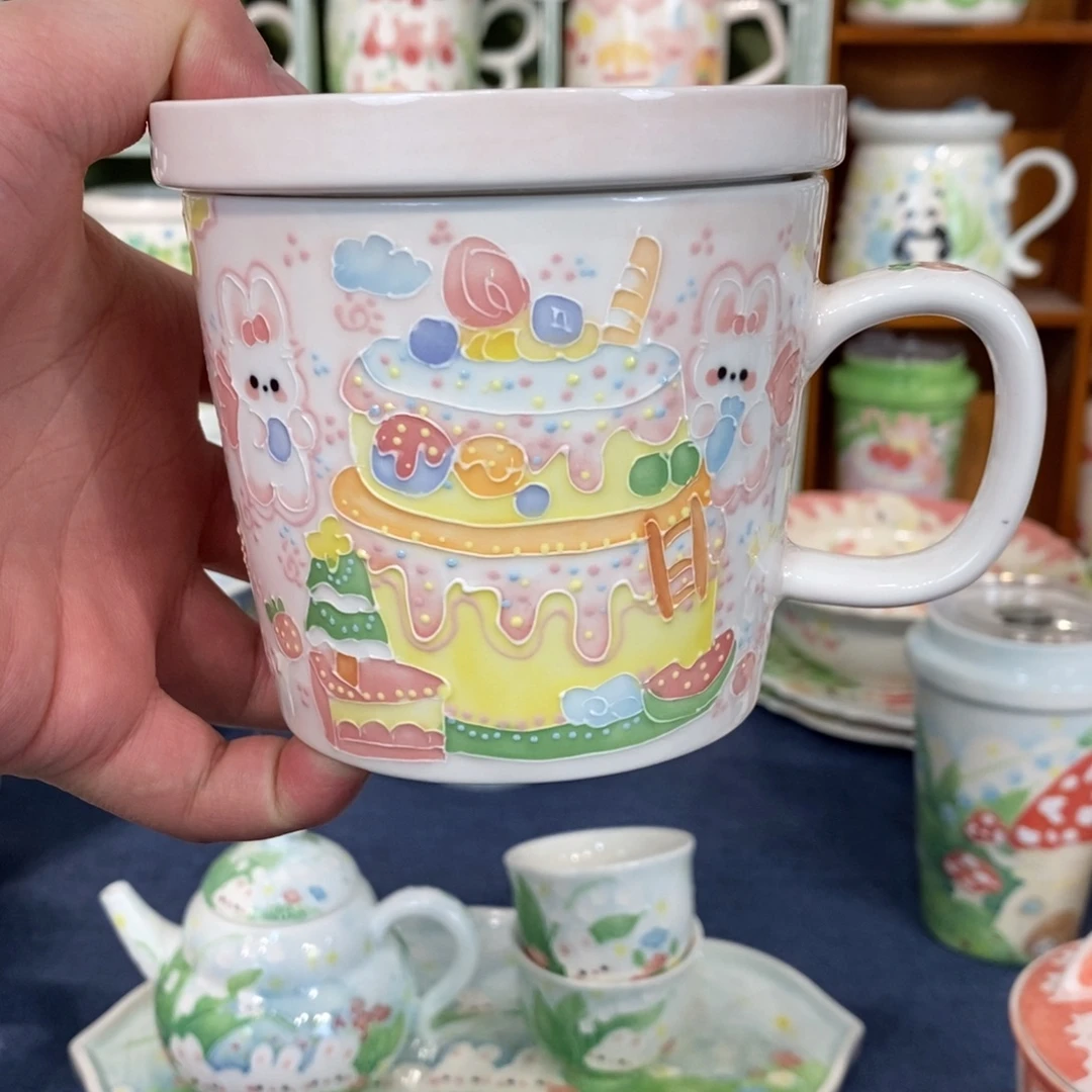 瓷片蛋糕兔子马克杯微瑕