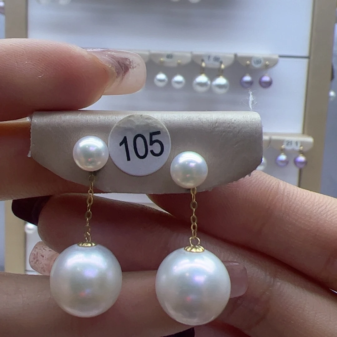 淡水珍珠耳饰18K金镶嵌