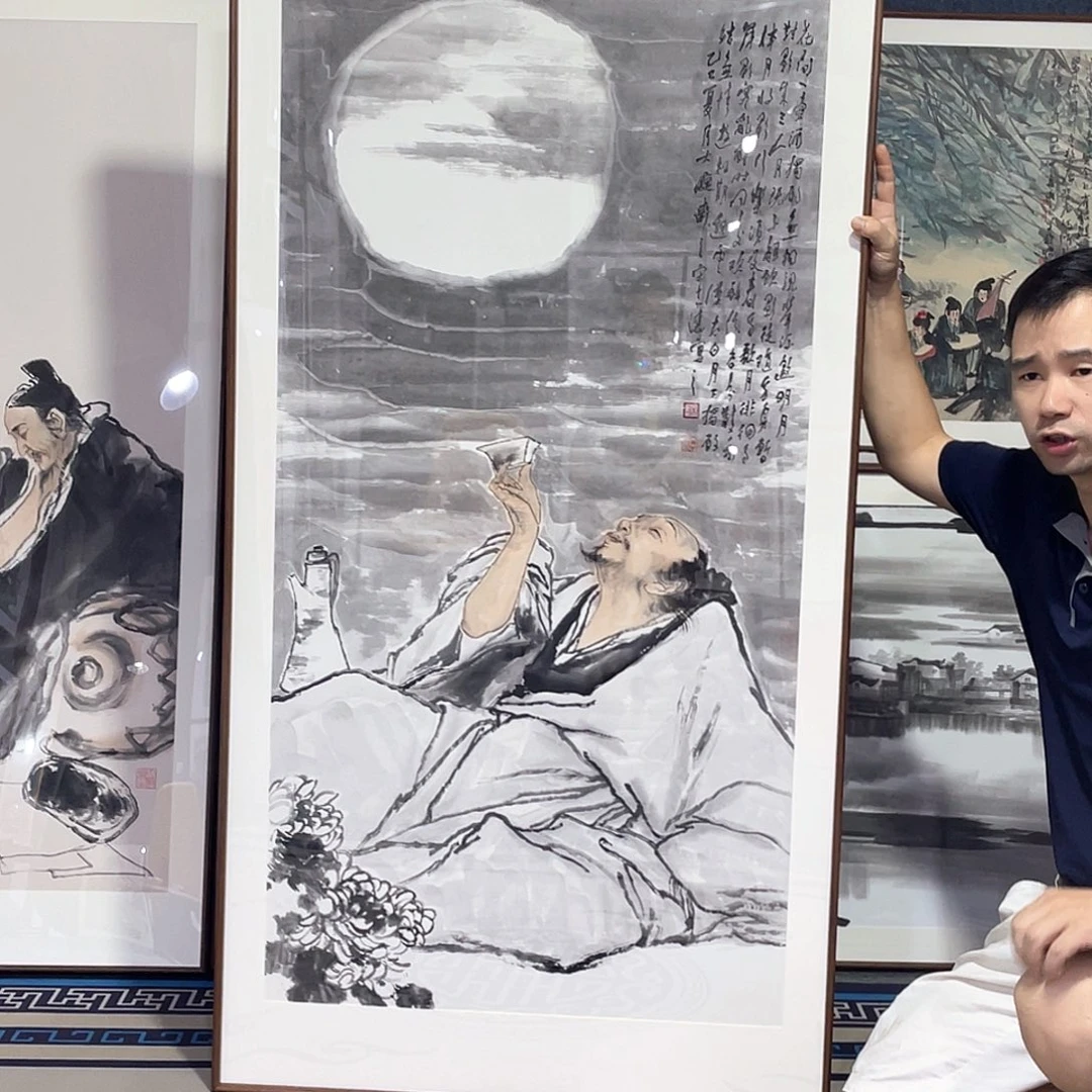 国画手绘画作品带框80/160