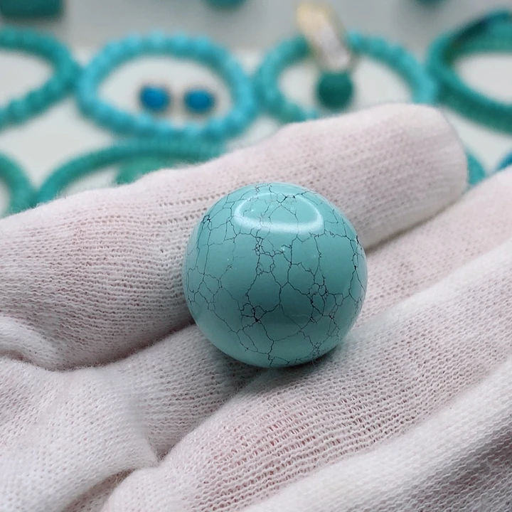 绿松石未镶嵌网花圆珠