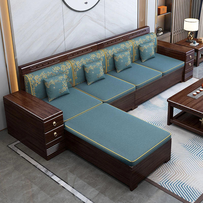 木叶客厅檀木实木冬夏通用储物茶水柜组合沙发适用于小户型家庭用