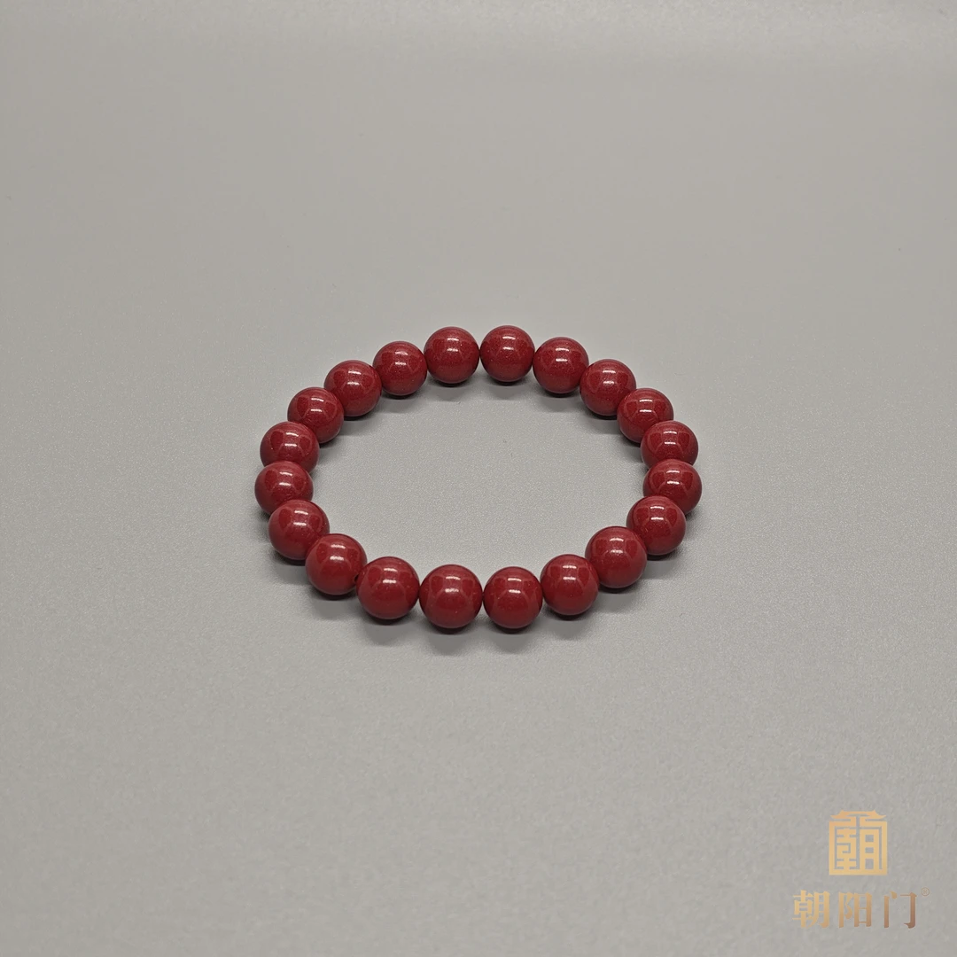 含辰砂工艺品【D2486】朱砂圆珠手串10mm左右“紫晶砂”男女同款