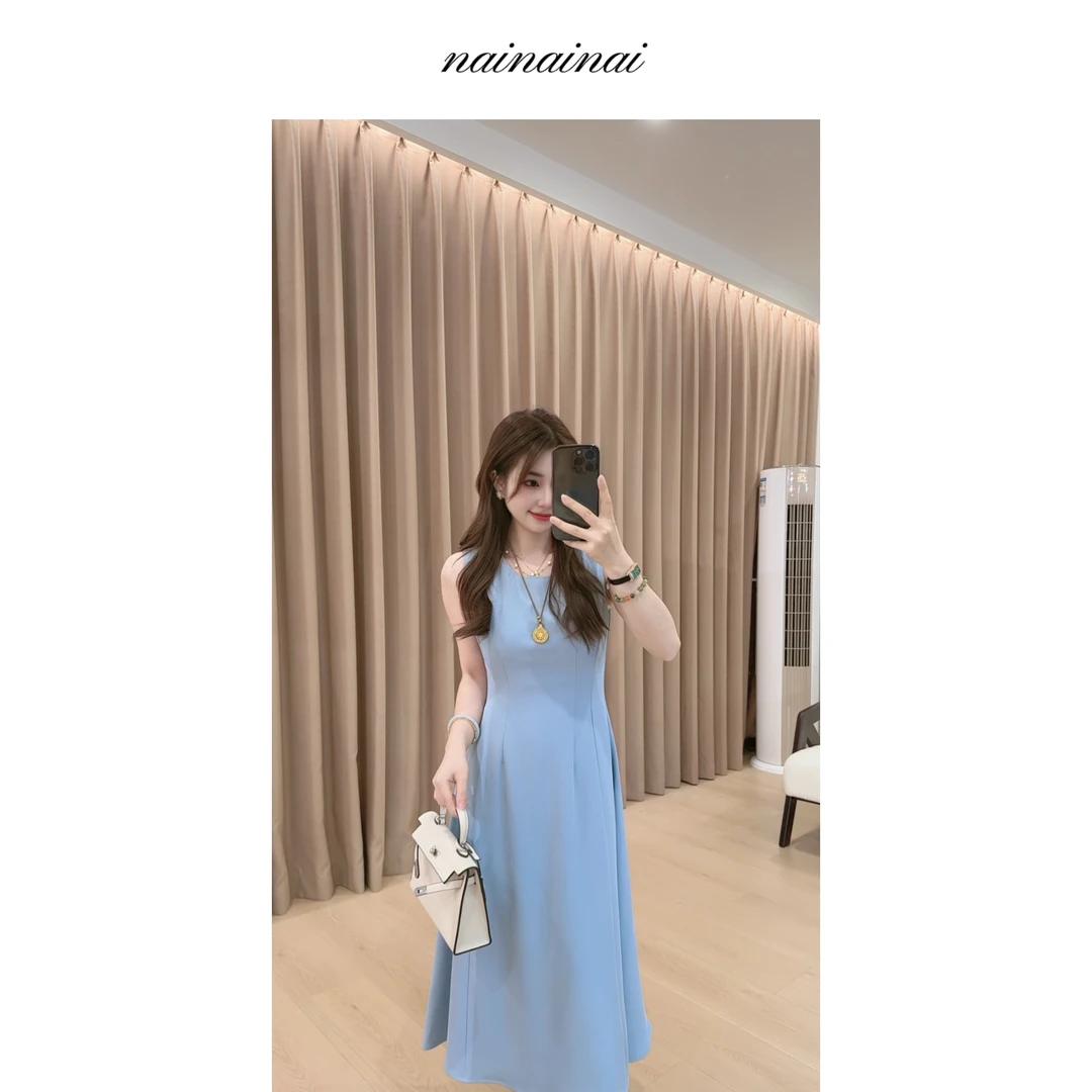 奈奈妮【宁静之海】无袖连衣裙女2025夏季新款气质显瘦63351
