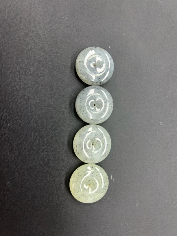 青花厚实平安扣挂件手工雕刻老库存珍品