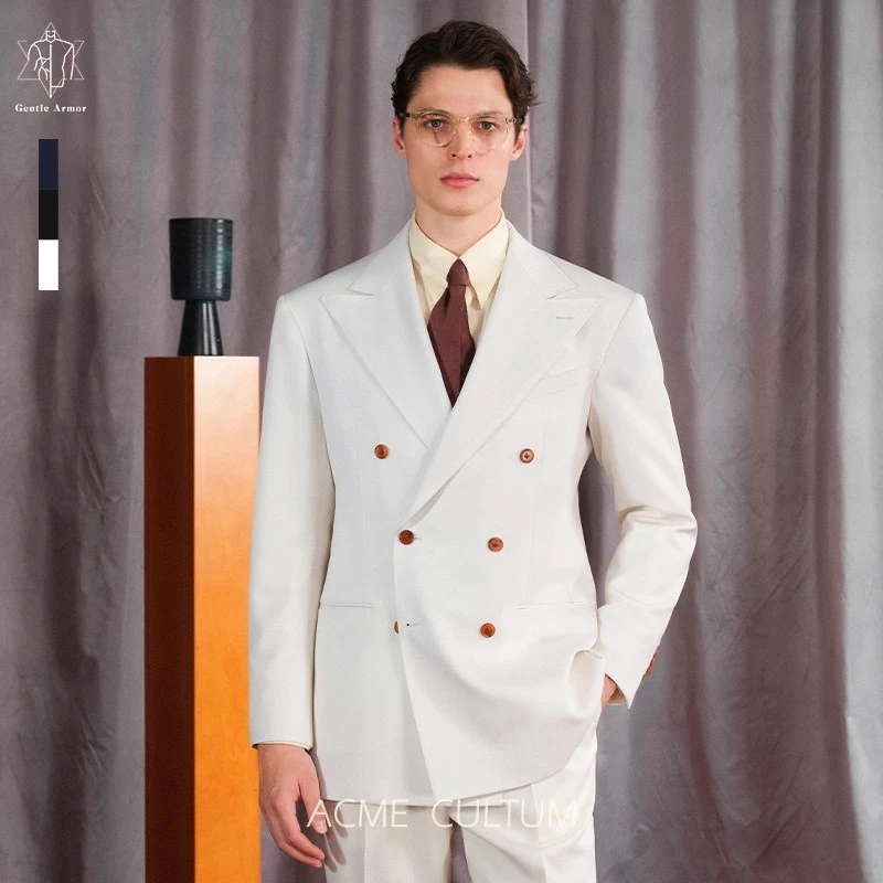 【GENTLE ARMOR绅士盔甲】AC纯羊毛骑兵斜纹双排扣西服套装男正装