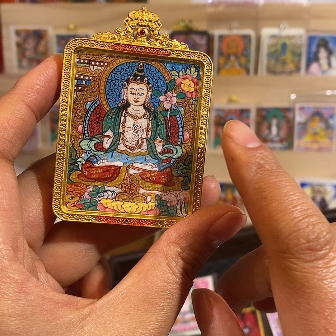 王***博吊坠纯手绘唐卡大势至