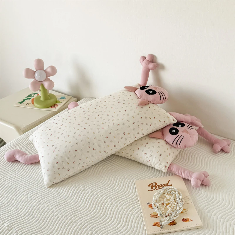 2026新款可爱猫咪荞麦枕头枕芯可爱卡通风A类全棉纯棉吸湿透气枕