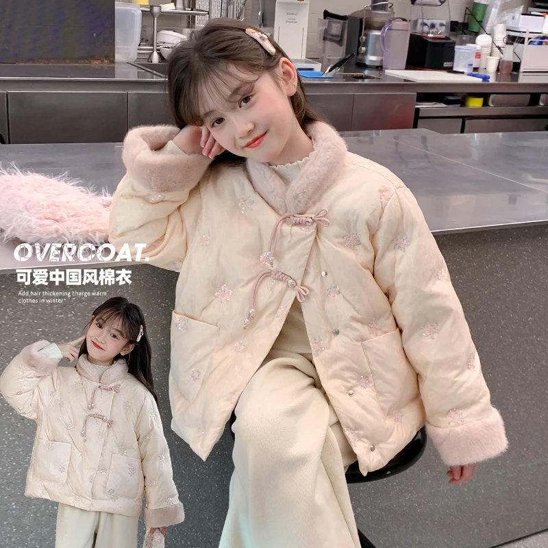 女童加厚外套秋冬款2025新款儿童棉服国风超好看棉袄女孩中式上衣