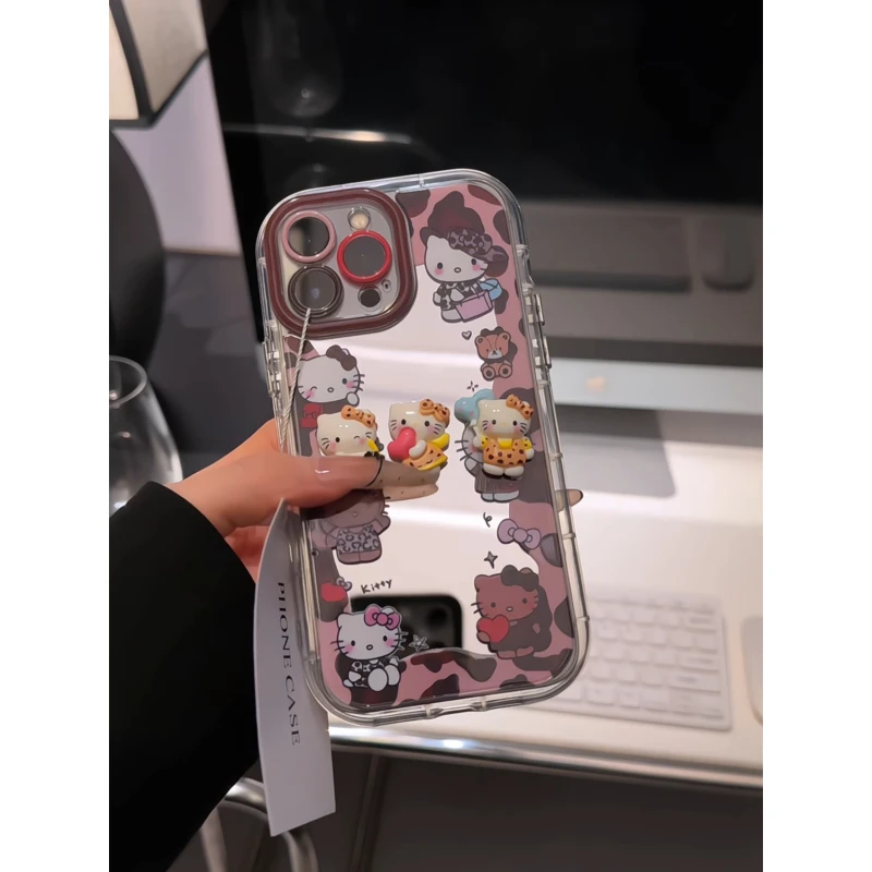 豹纹kt时装适用苹果17pro手机壳16promax镜面华为p80奶油oppo小米