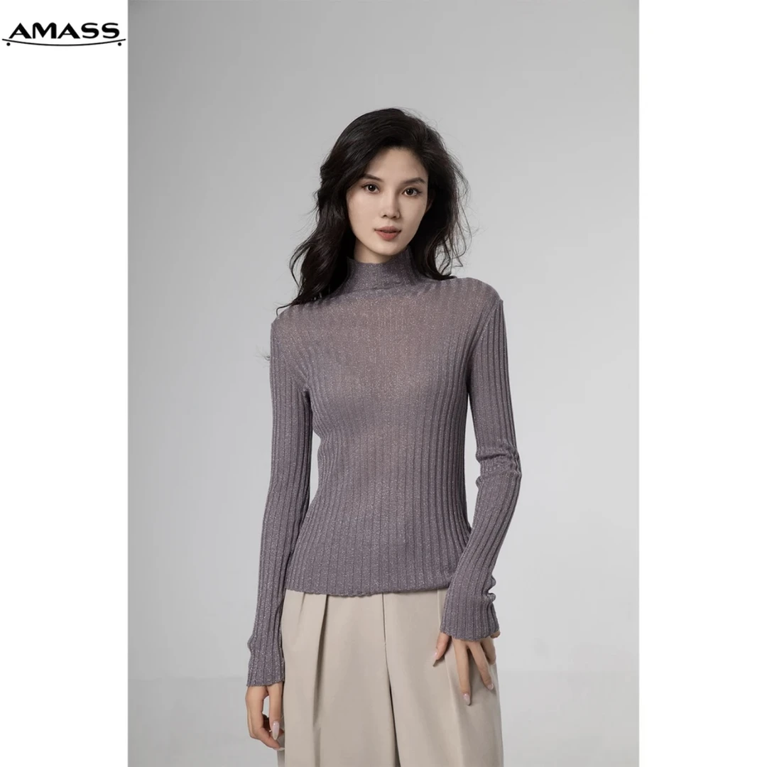 AMASS/阿玛施秋季新款长袖高领时尚洋气显瘦针织衫上衣5399394