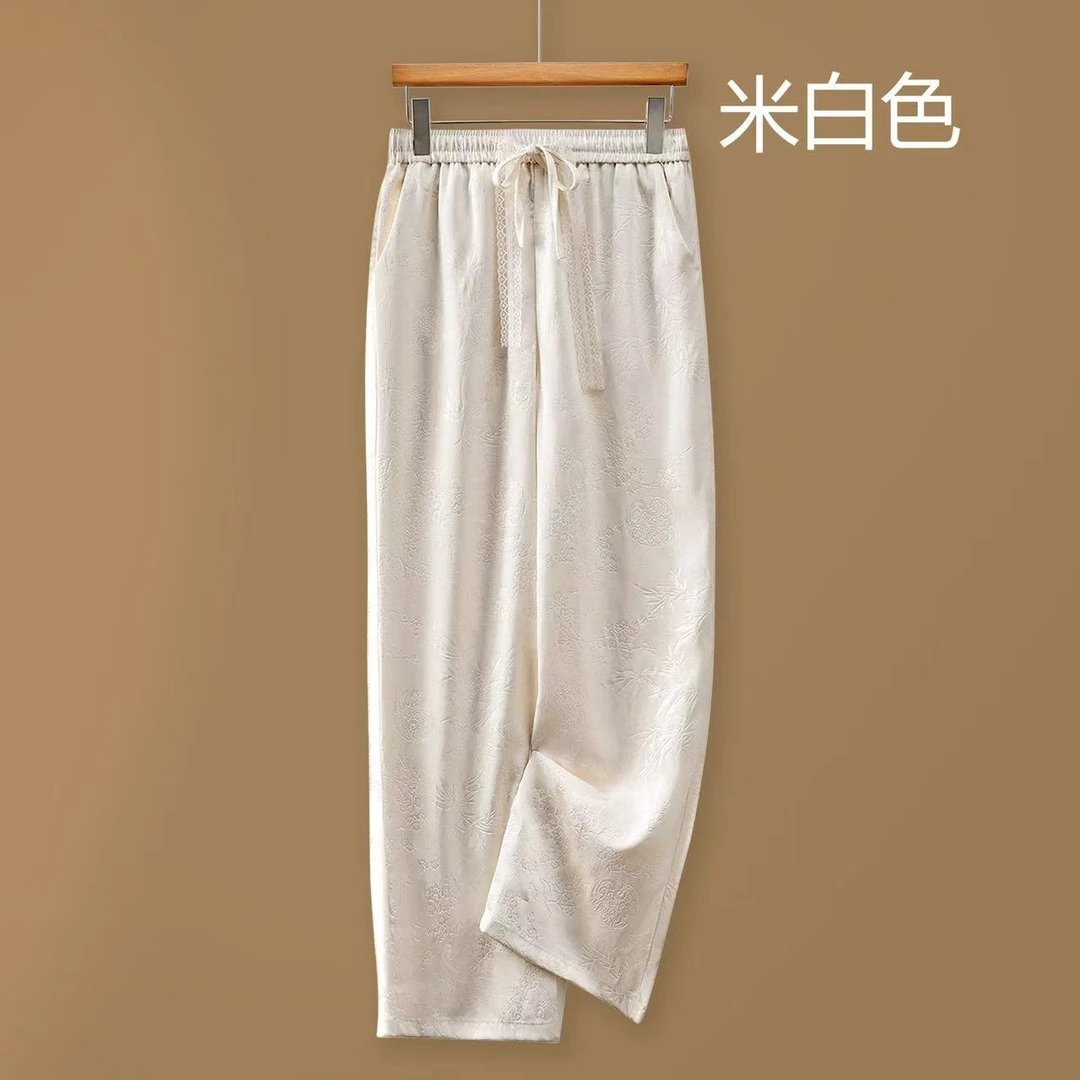 【优雅定制】醋酸缎面直筒裤女春夏季薄款裤子高腰宽松休闲垂感显瘦