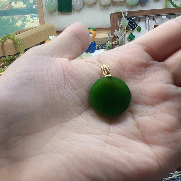 和田玉银S925镀金镶嵌吊坠(不含链)依*