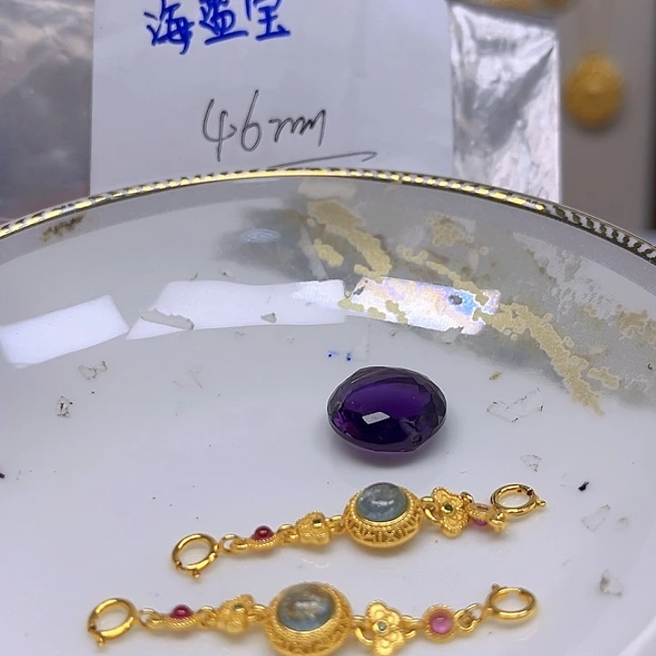 银S925镶嵌颈饰紫晶紫晶925镶嵌57