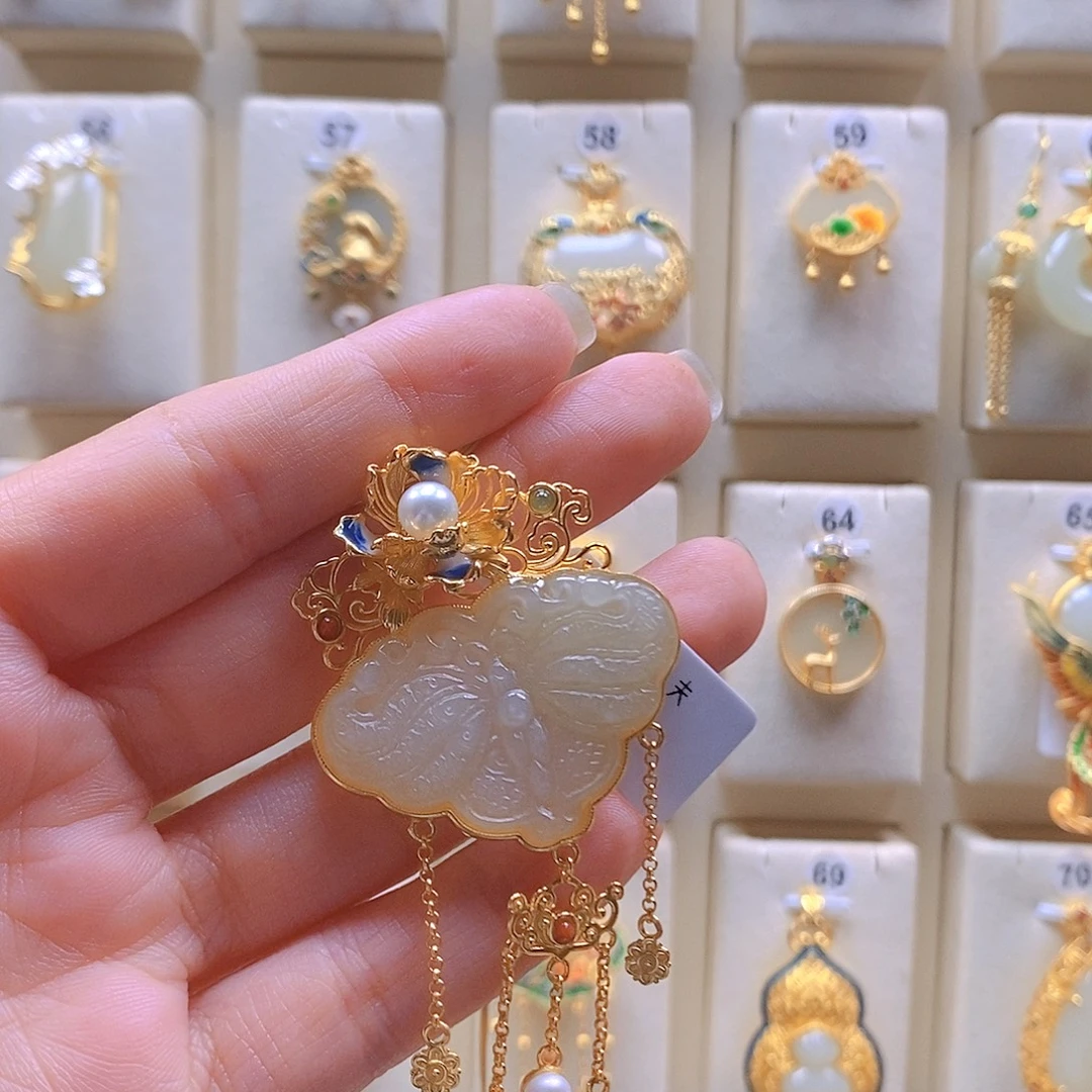 颈饰银S925镶嵌和田玉