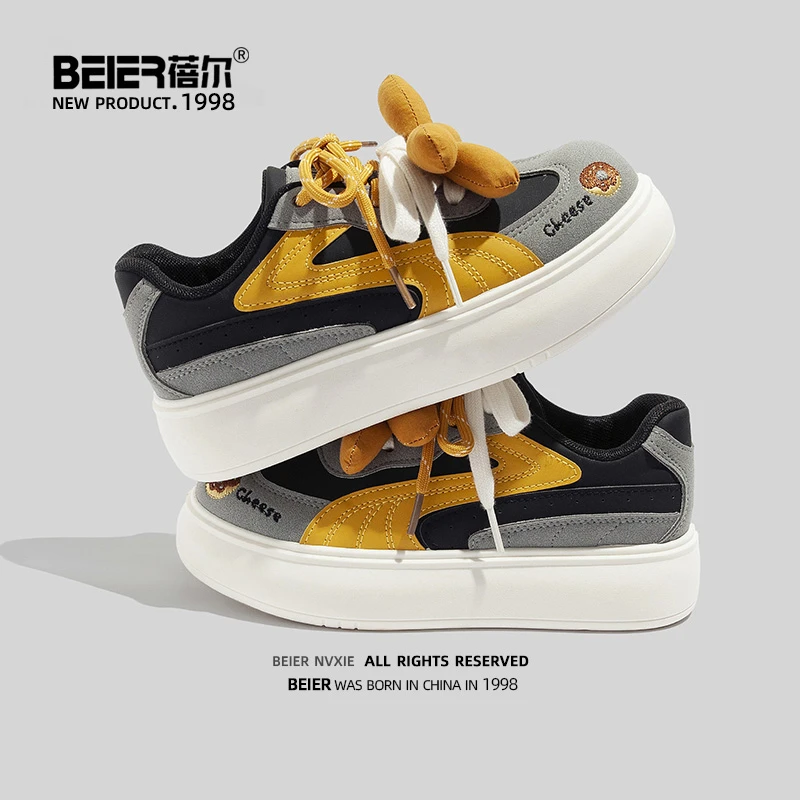 蓓尔休闲校园学生通勤女鞋2025秋季舒适百搭轻便板鞋小白鞋子2965