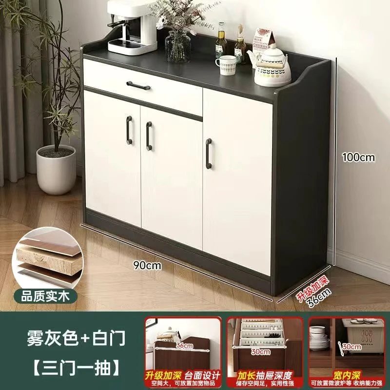 【90黑白实木餐边柜】多功能餐边柜美式客厅收纳柜家用收纳柜