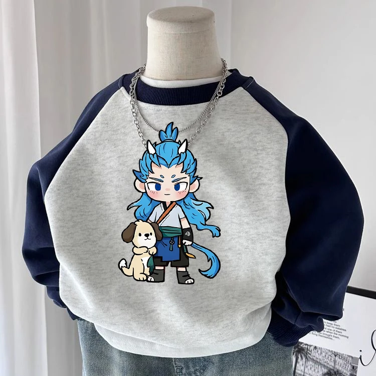 十二生肖敖丙宝宝春秋款卫衣卡通动漫宽松潮牌儿童长袖圆领上衣