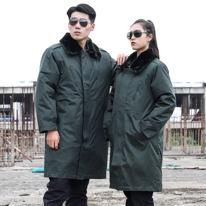 加长加厚加绒男女 户外防寒保暖大衣 冬季保安加厚劳保棉迷彩棉服