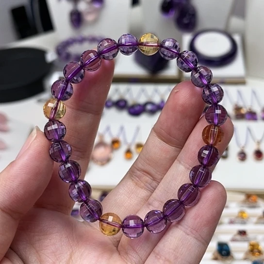 水晶手串未镶嵌紫黄水晶手串