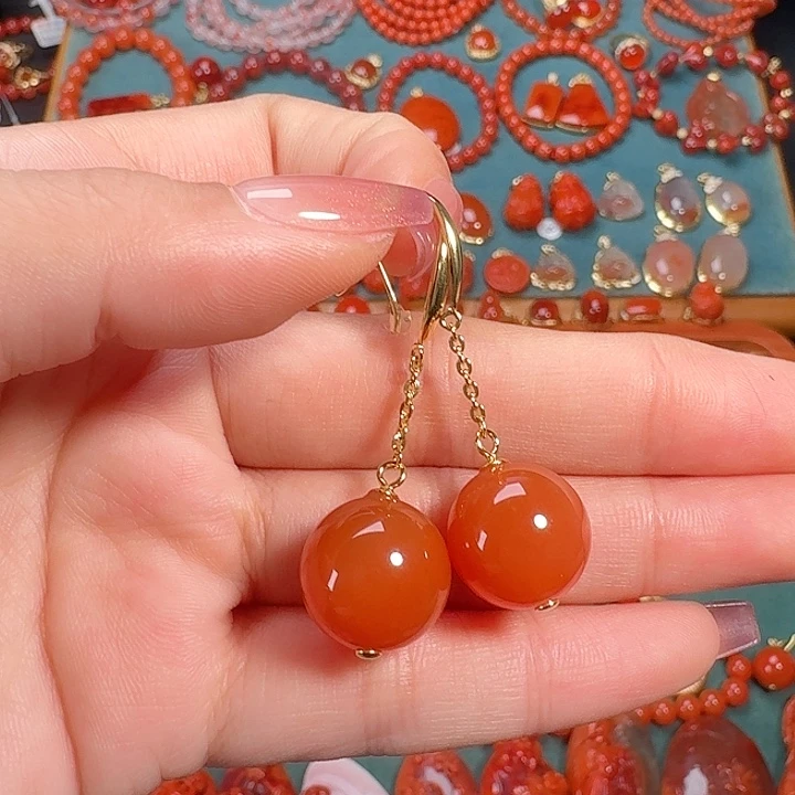 南红玛瑙银S925镶嵌14+