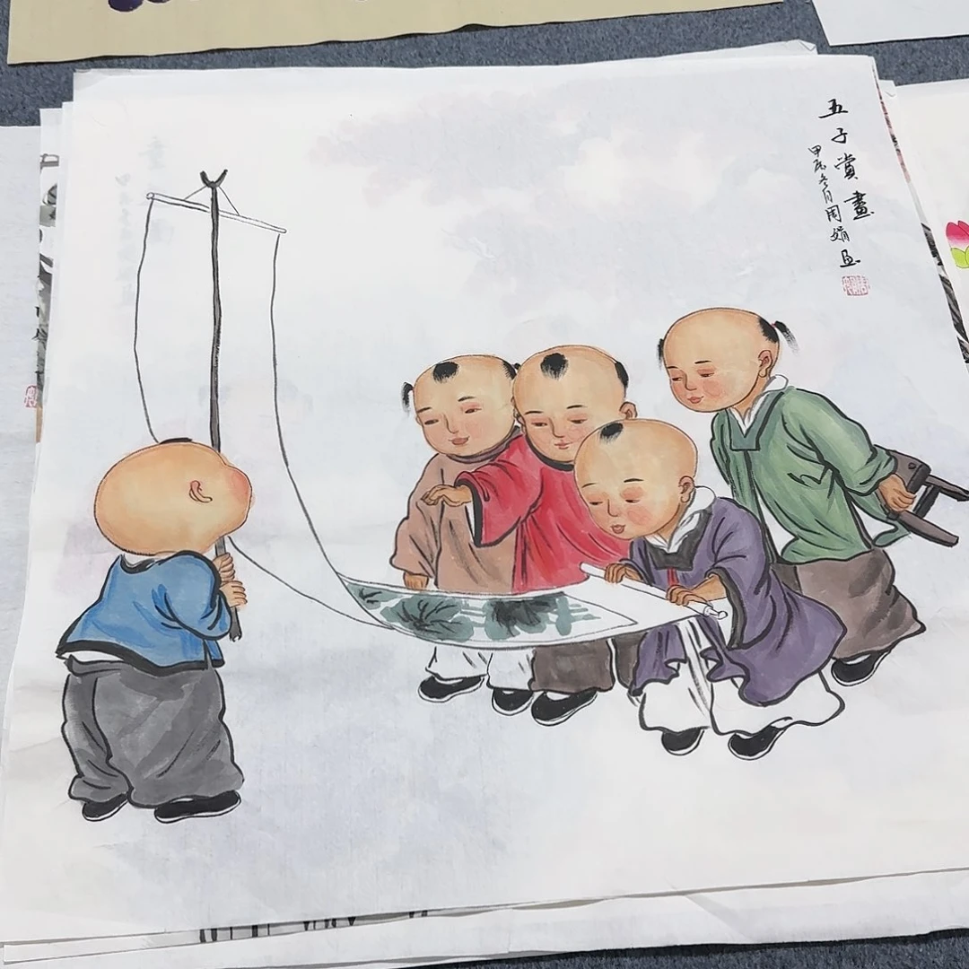 国画尺寸70X70手绘作品