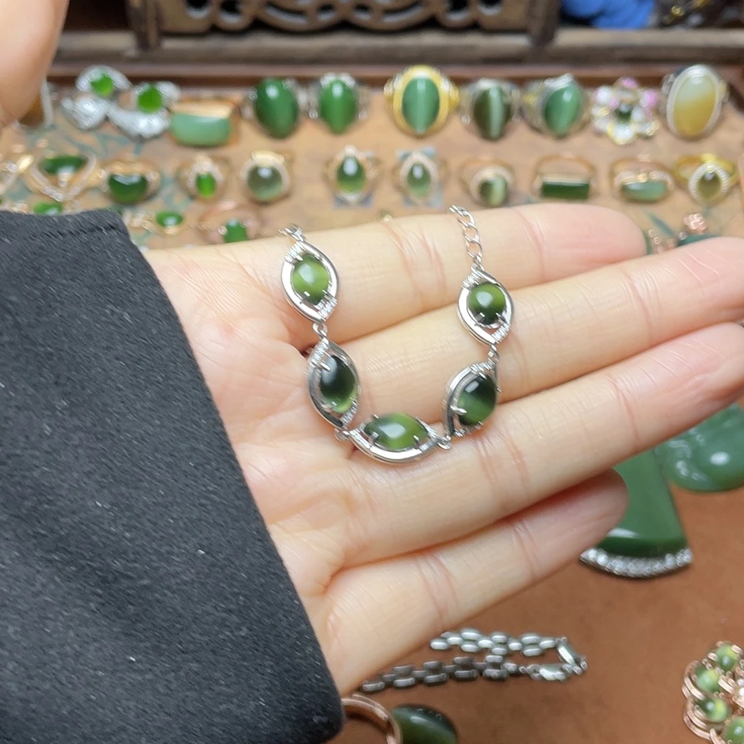 和田玉（碧玉）银S925镶嵌吊坠(赠链)