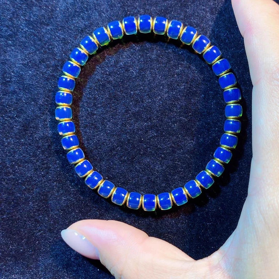 琥珀银S925镀金镶嵌手串多米文玩手串