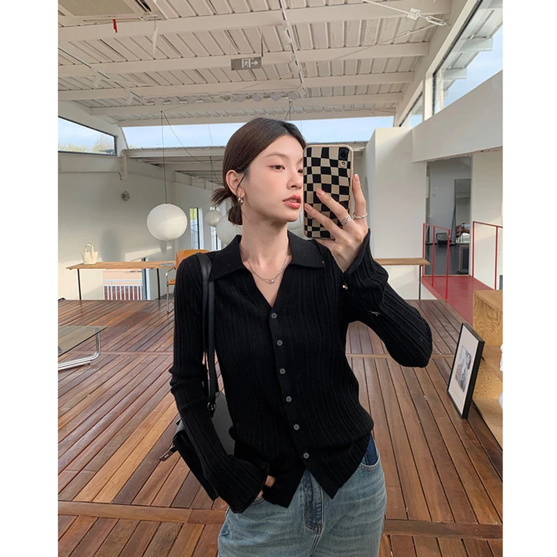 【摩卡色】开衫外套3646超柔软高品质POLO领针织毛衣