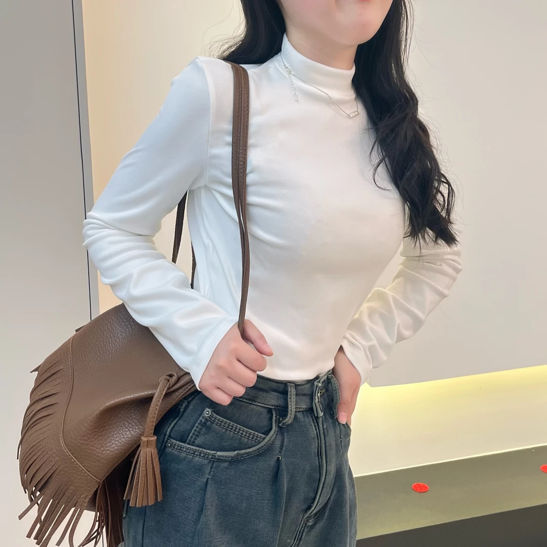 【工厂直发】双面德绒打底保暖舒适半高领加厚秋冬女打底显瘦