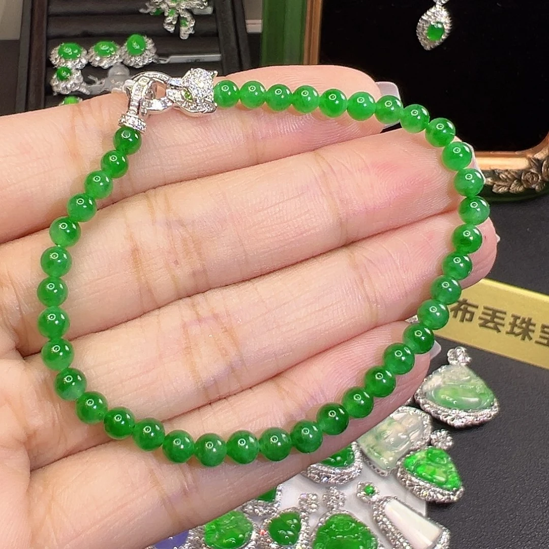 翡翠18K金镶嵌手串翡翠