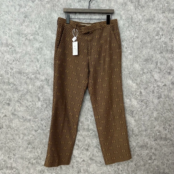95新 GUCCI/古驰 咖色满印双G长裤
