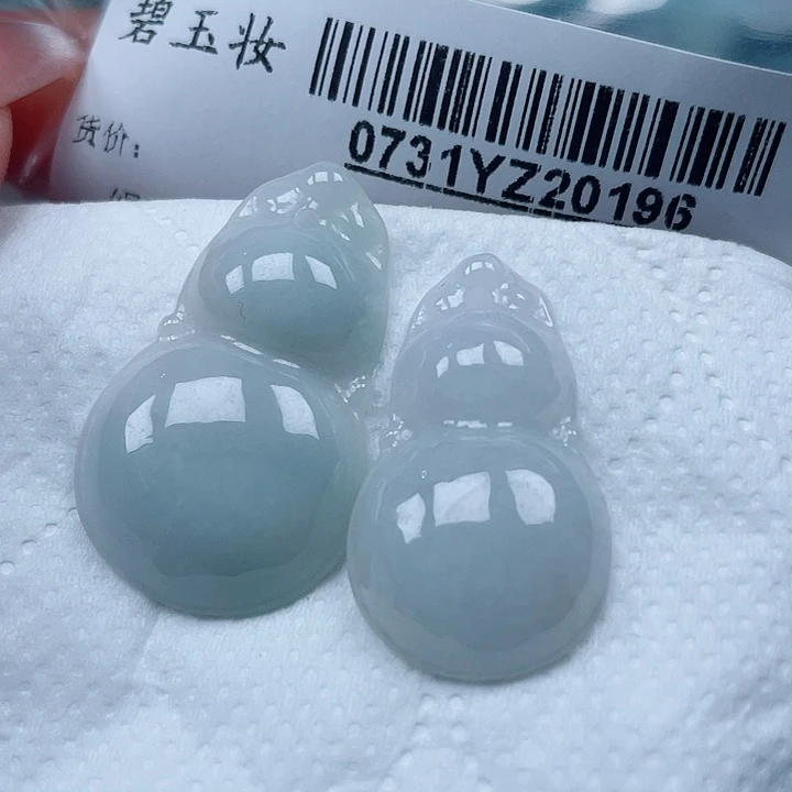 翡翠足银镀金镶嵌吊坠(不含链)