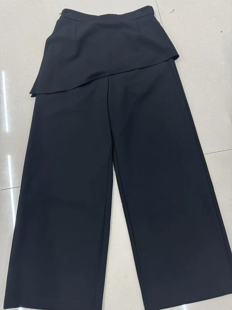 101#高腰蕾丝休闲裤女设计感小众宽松时尚慵懒阔腿长裤